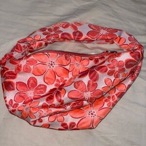 Urban Outfitters Pink & Coral Floral Satin Wristlet